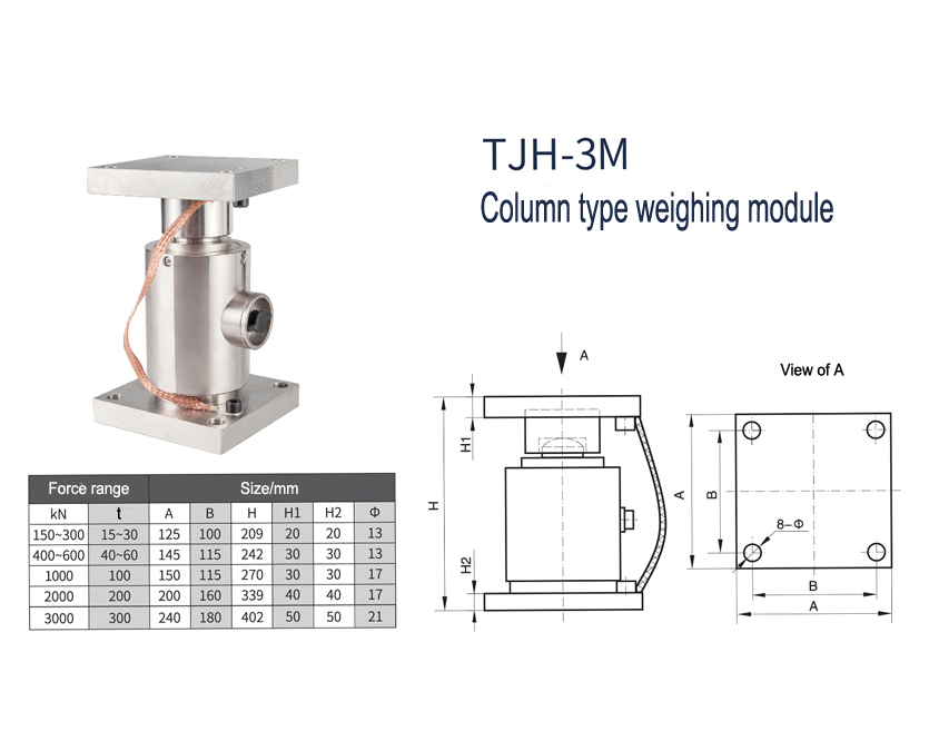 Schéma dimensionnel du module de pesage tjh - 3M