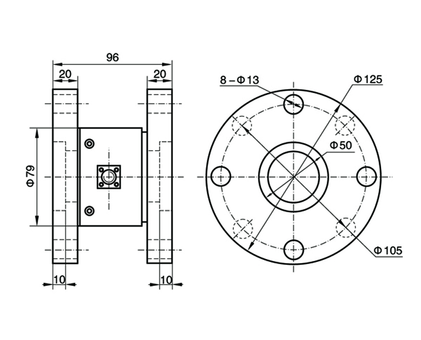 Tjn - 3 Schéma dimensionnel du capteur de couple statique